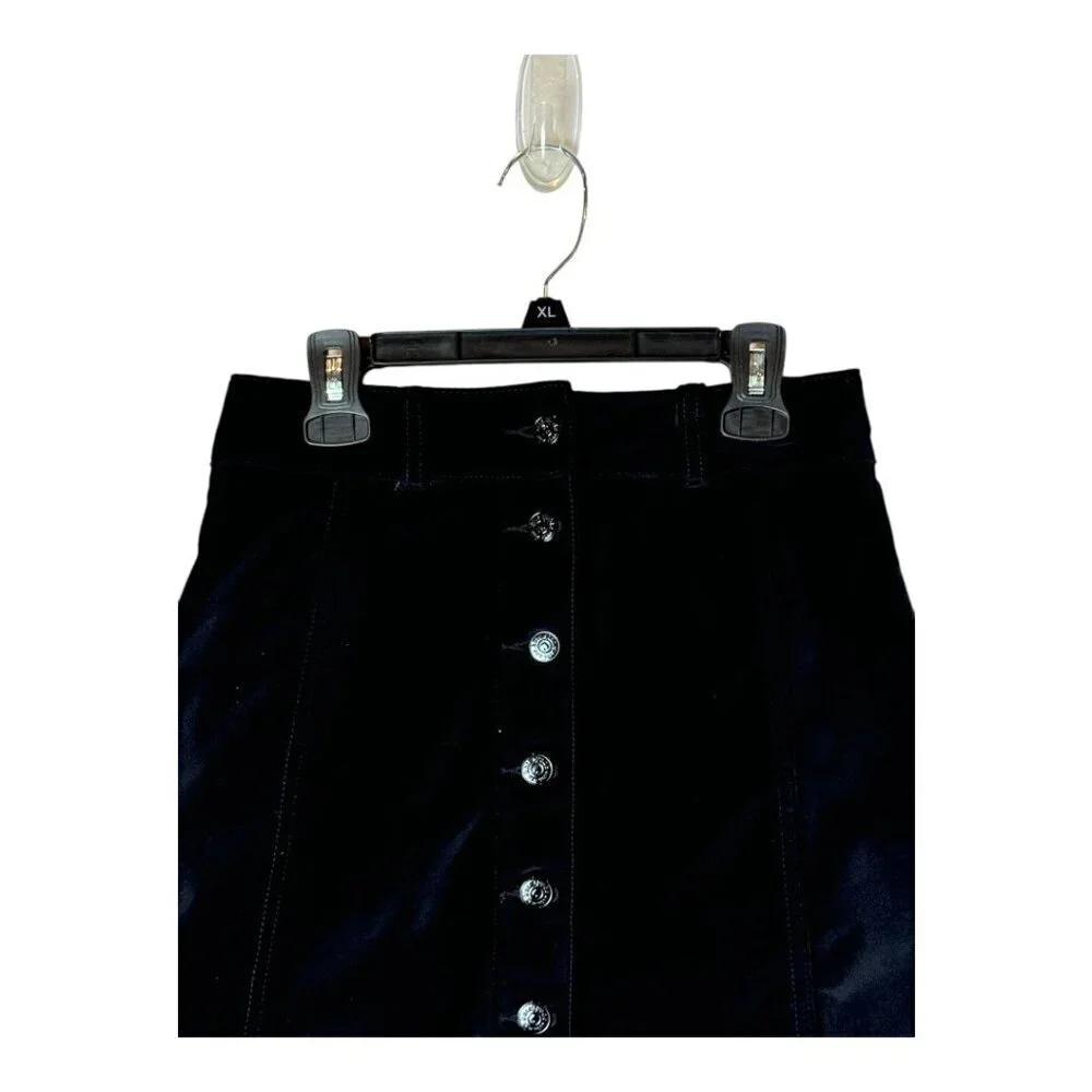 Kate Spade Broome Street Skirt‎ Women 00 Black Velvet Button Front A Line Mini